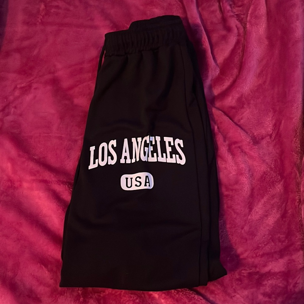 Letter graphic drawstring waist sweat pants